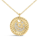10K Yellow Gold Diamond Accent Crescent Moon Pendant Necklace-1 thumbnail 2