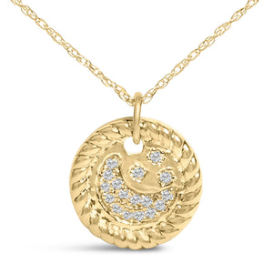 10K Yellow Gold Diamond Accent Crescent Moon Pendant Necklace-1