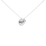 .925 Sterling Silver 1/4 Cttw White and Black Diamond Pitbull Dog Medallion and Charm 18