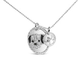 .925 Sterling Silver 1/4 Cttw White and Black Diamond Pitbull Dog Medallion and Charm 18