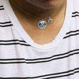 .925 Sterling Silver 1/4 Cttw White and Black Diamond Pitbull Dog Medallion and Charm 18