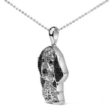 .925 Sterling Silver 1/4 cttw White and Black Diamond Dog Pendant Necklace 18 inch (I-J Color, I2-I3 Clarity)-3 thumbnail 4