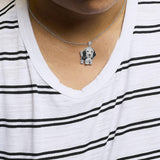 .925 Sterling Silver 1/4 cttw White and Black Diamond Dog Pendant Necklace 18 inch (I-J Color, I2-I3 Clarity)-2 thumbnail 3