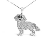 .925 Sterling Silver 1/3 Cttw White and Black Diamond  Labrador Retriever Dog Pendant Necklace (I-J Color, I2-I3 Clarity) - 18