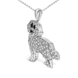 .925 Sterling Silver 1/3 Cttw White and Black Diamond  Labrador Retriever Dog Pendant Necklace (I-J Color, I2-I3 Clarity) - 18