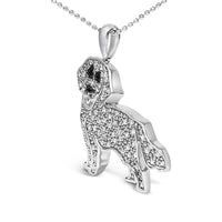 .925 Sterling Silver 1/3 Cttw White and Black Diamond  Labrador Retriever Dog Pendant Necklace (I-J Color, I2-I3 Clarity) - 18
