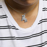 .925 Sterling Silver 1/3 Cttw White and Black Diamond  Labrador Retriever Dog Pendant Necklace (I-J Color, I2-I3 Clarity) - 18