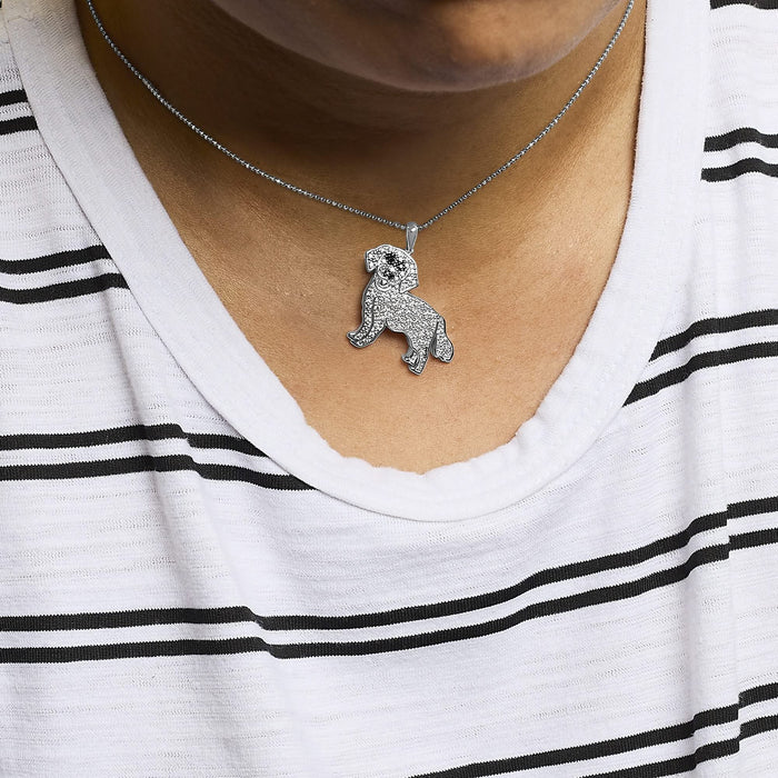 .925 Sterling Silver 1/3 Cttw White and Black Diamond  Labrador Retriever Dog Pendant Necklace (I-J Color, I2-I3 Clarity) - 18