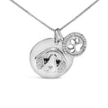 925 sterling silver beagle medallion necklace with white and black diamond stones