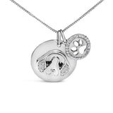 925 sterling silver beagle medallion necklace with white and black diamond stones thumbnail 1