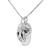 .925 Sterling Silver 1/5 Cttw White and Black Diamond Beagle Dog Medallion and Charm 18
