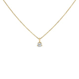 14K yellow gold necklace with 1 round diamond stone in martini setting thumbnail 1