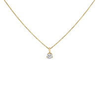 14K Yellow Gold 3/8 Cttw 3 Prong Martini Set Round Diamond Solitaire Pendant Necklace (G-H Color, SI2-I1 Clarity) - 18