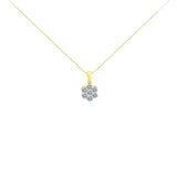 14K Yellow Gold 1.00 Cttw Brilliant Round-Cut Diamond 7 Stone Floral Cluster 18