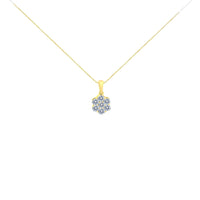 14K Yellow Gold 1.00 Cttw Brilliant Round-Cut Diamond 7 Stone Floral Cluster 18
