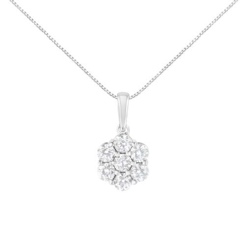 14K White Gold 2.00 Cttw Brilliant Round-Cut Diamond 7 Stone Flower Cluster 18