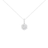 14K White Gold 2.00 Cttw Brilliant Round-Cut Diamond 7 Stone Flower Cluster 18