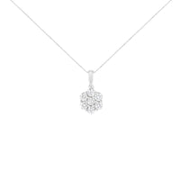 14K White Gold 2.00 Cttw Brilliant Round-Cut Diamond 7 Stone Flower Cluster 18