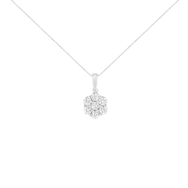 14K White Gold 2.00 Cttw Brilliant Round-Cut Diamond 7 Stone Flower Cluster 18