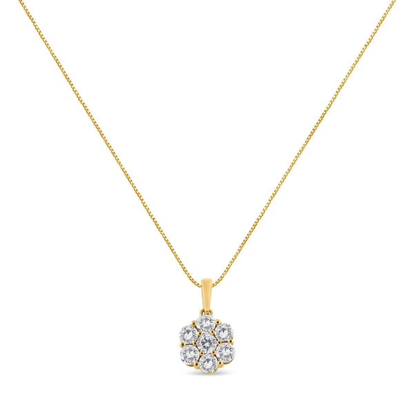 14K Yellow Gold 2.00 Cttw Brilliant Round-Cut Diamond 7 Stone Flower Cluster 18