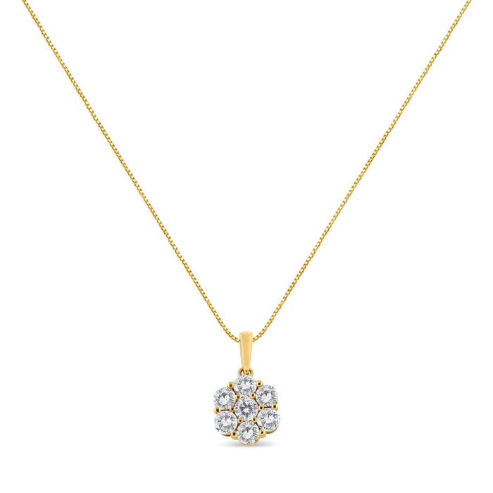 14K Yellow Gold 2.00 Cttw Brilliant Round-Cut Diamond 7 Stone Flower Cluster 18