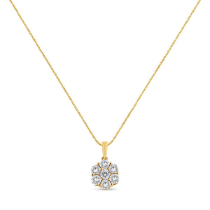 14K Yellow Gold 2.00 Cttw Brilliant Round-Cut Diamond 7 Stone Flower Cluster 18