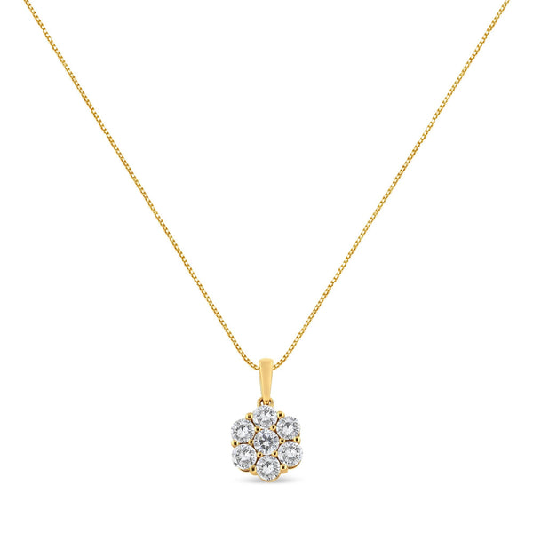 14K Yellow Gold 2.00 Cttw Brilliant Round-Cut Diamond 7 Stone Flower Cluster 18