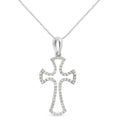 .925 Sterling Silver 1/3 Cttw Diamond Framed Open Cross 18" Pendant Necklace (J-K Color, I2-I3 Clarity)-0