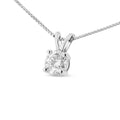 14K white gold necklace with 1 round diamond stone in a 4-prong setting