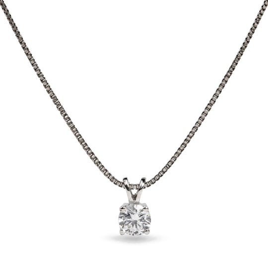 10K White Gold 1/4 Cttw Lab Grown Diamond Solitaire Pendant Necklace