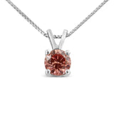 14K White Gold 1/4 Cttw Round Brilliant Cut Lab Grown Diamond 4-Prong Solitaire Pendant Necklace-1 thumbnail 2