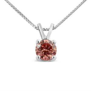 14K White Gold 1/4 Cttw Round Brilliant Cut Lab Grown Diamond 4-Prong Solitaire Pendant Necklace-1