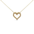 10K yellow gold necklace with champagne heart diamonds in a miracle plate