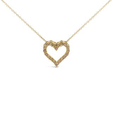 10K Yellow Gold Flashed .925 Sterling Silver 1/2 Cttw Champagne Diamond Miracle Plate Heart Pendant Necklace (K-L Color, I1-I2 Clarity) - 18