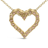 10K Yellow Gold Flashed .925 Sterling Silver 1/2 Cttw Champagne Diamond Miracle Plate Heart Pendant Necklace (K-L Color, I1-I2 Clarity) - 18