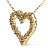 10K Yellow Gold Flashed .925 Sterling Silver 1/2 Cttw Champagne Diamond Miracle Plate Heart Pendant Necklace (K-L Color, I1-I2 Clarity) - 18