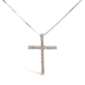 925 sterling silver cross necklace with champagne diamond stones