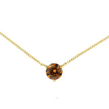 14K yellow gold necklace with 1 round yellow diamond stone thumbnail 1