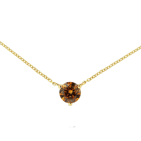 14K Yellow Gold 1/2 Cttw Martini Set Lab Grown Yellow Diamond Solitaire 18" Pendant Necklace (Yellow Color, VS2-SI1 Clarity)-0