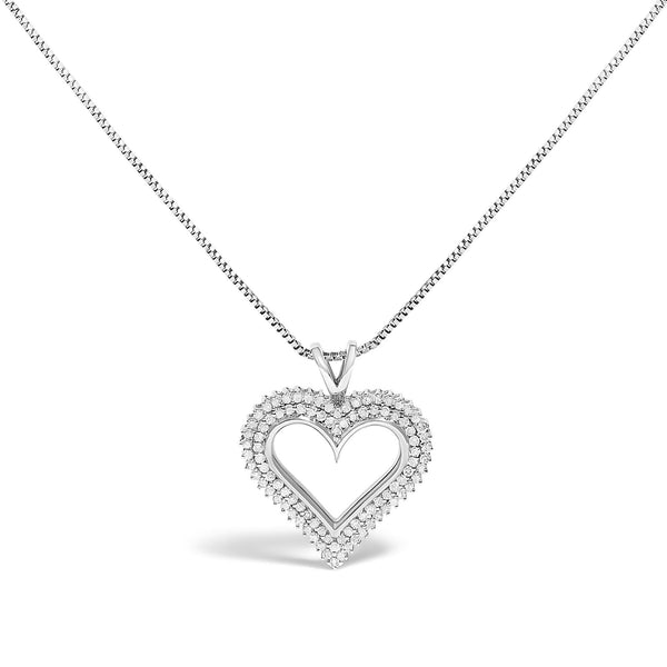 .925 Sterling Silver Diamond Heart 18