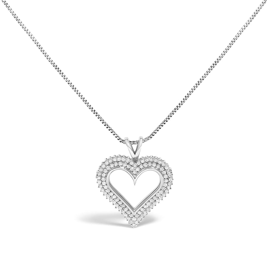 .925 Sterling Silver Diamond Heart 18