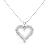 .925 Sterling Silver Diamond Heart 18