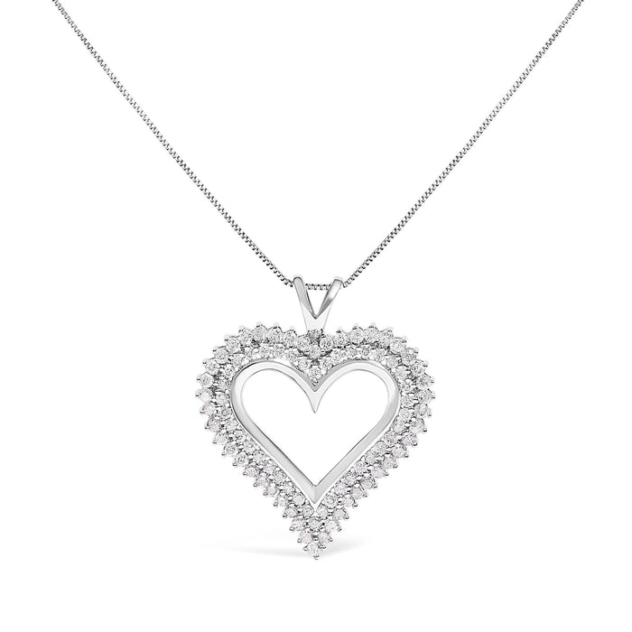 .925 Sterling Silver Diamond Heart 18