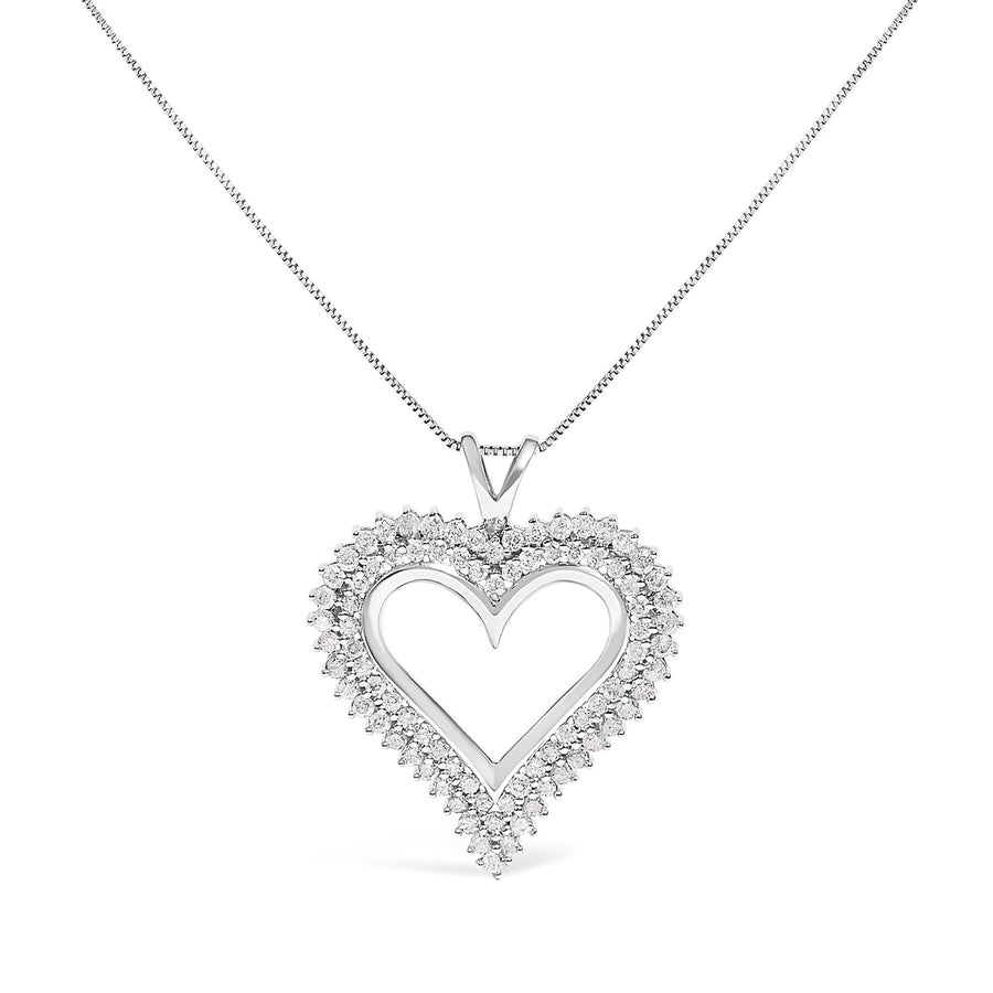 .925 Sterling Silver Diamond Heart 18