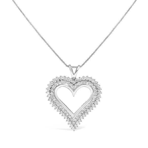 .925 Sterling Silver Diamond Heart 18