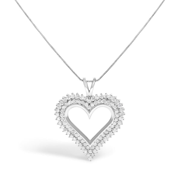 .925 Sterling Silver Diamond Heart 18