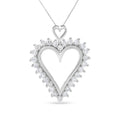 925 sterling silver heart necklace with round diamond stones on 18-inch chain