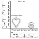 .925 Sterling Silver 1 3/4 Cttw Round Diamond Lined Open Heart Pendant 18