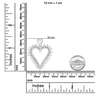 .925 Sterling Silver 1 3/4 Cttw Round Diamond Lined Open Heart Pendant 18