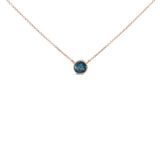 14K rose gold necklace with bezel-set blue diamond solitaire pendant thumbnail 1